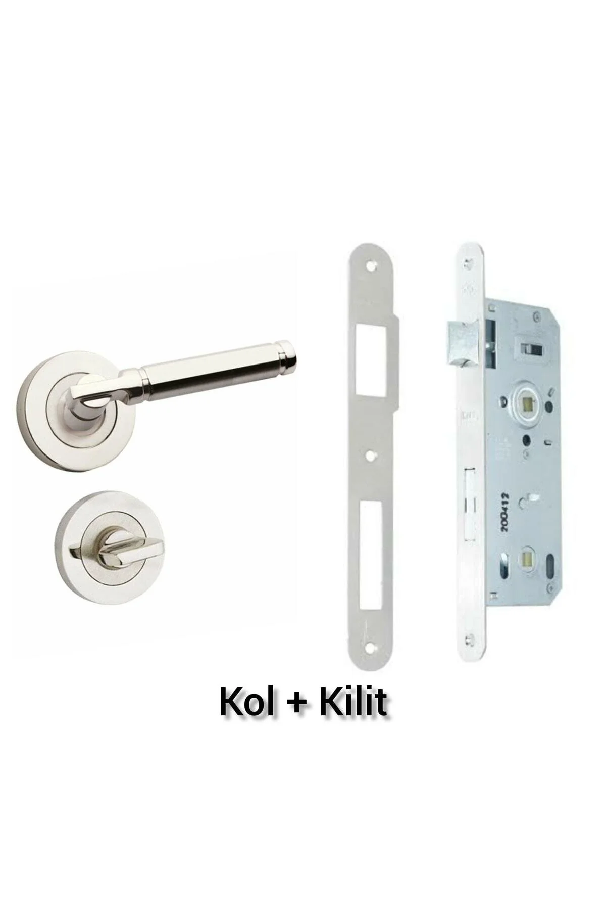 Sofuoğlu Şebboy Rozetli Nikel Saten (BANYO-WC) Kapı Kolu & (BANYO-WC) Kapı Kilidi 1 Takım