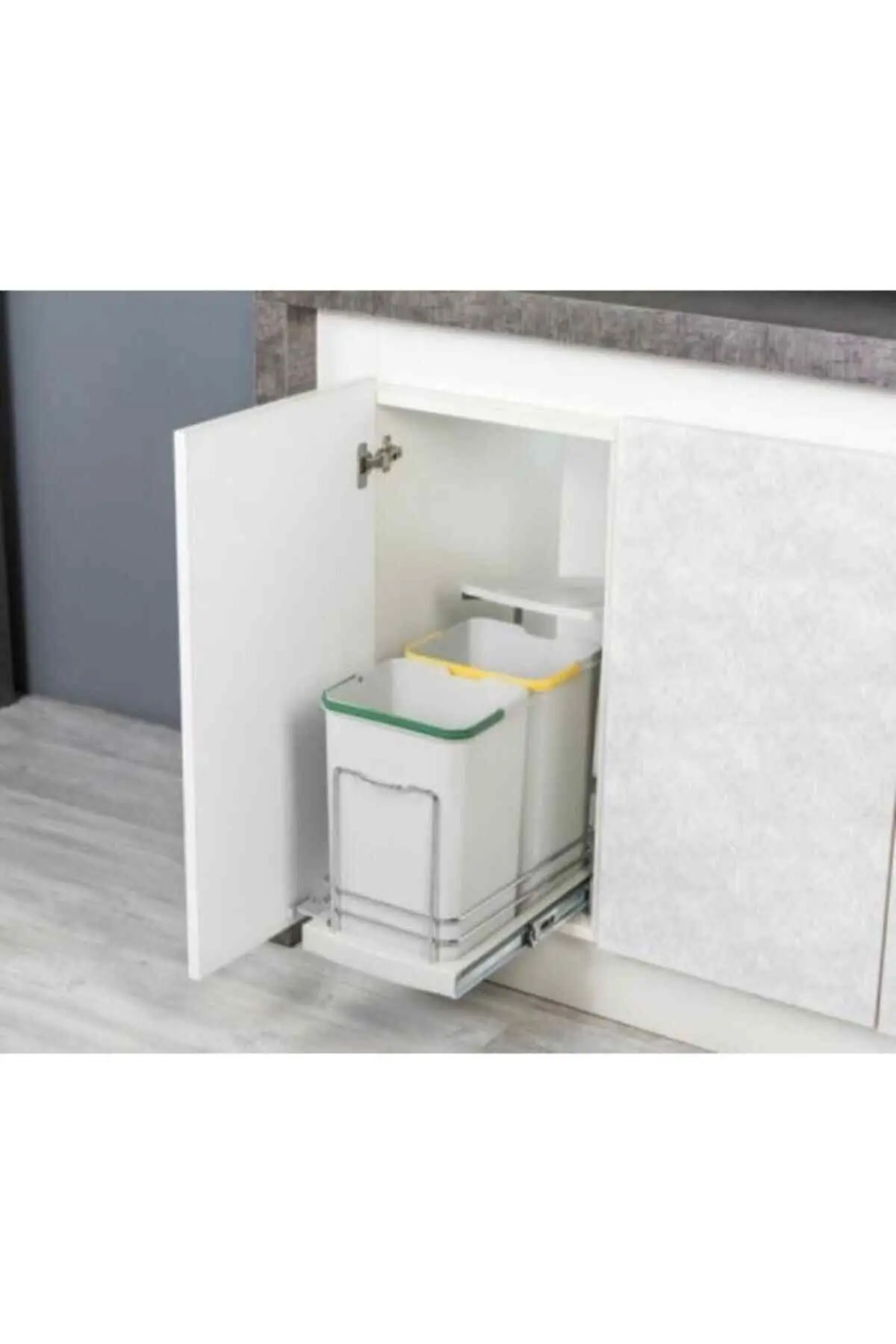 S-2392 Gri 12 12 Litre Çöp Kovası Dolap Içi Teleskopik Raylı