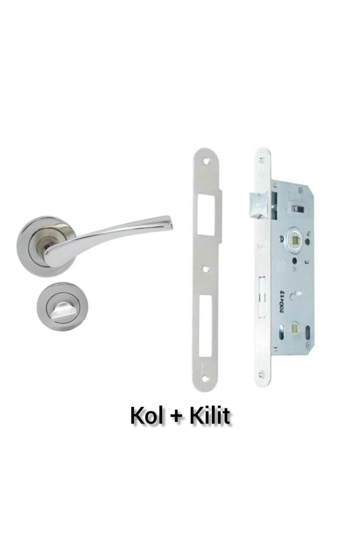 Bravo Rozetli Nikel Saten (banyo-wc) Kapı Kolu & Oval Ayna Kapı Kilidi 1takım